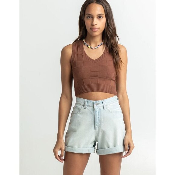 High-Waisted Light Wash Denim Shorts By RSQ Size M Womens Casual Rolled Cuff - Picture 2 of 12